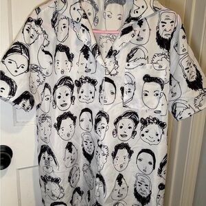 Vintage faces women’s shirt blouse
- Black and White